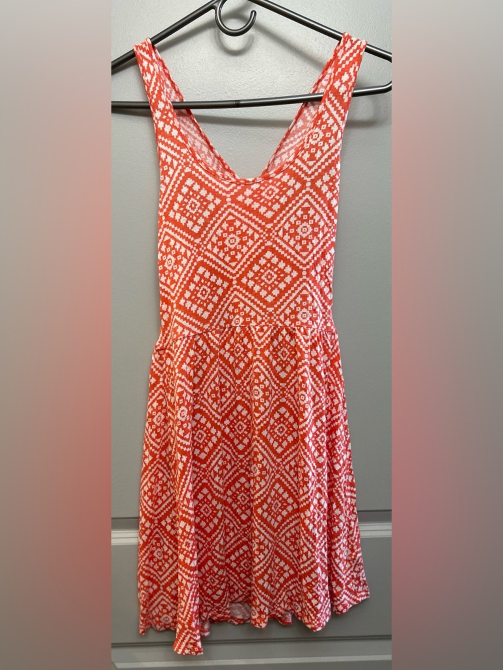 Women's Orange Geometric Print Sundress